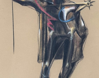 Hector Carrizosa - Opera d'arte messicana originale - Dipinto figurativo espressionista firmato