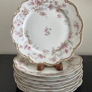 Antique Theodore Haviland Limoges Set of 8 Salad or Dessert Plates 8 3/8"