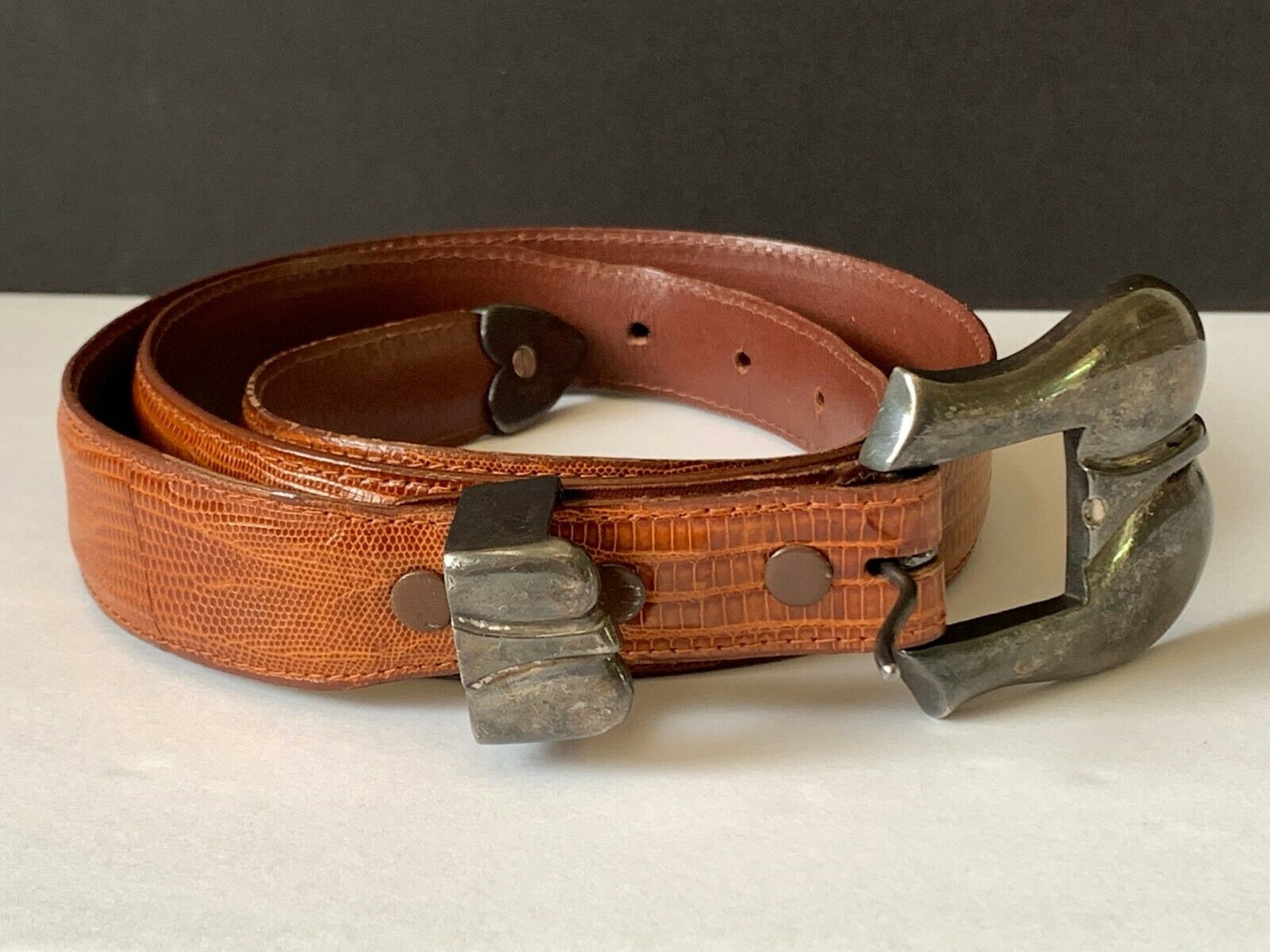 Shant Peter Sterling Buckle Size 30 Lizard Belt Over 100  display picture 2