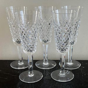 Vintage Waterford Crystal Alana Fluted Champagne Glasses Set of 5