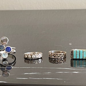 Fashion .925 Sterling Silver Size 6 1/2 Women Rings Set of 4