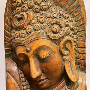 Impressive 18 3/4" Carved Wood Thai Buddha
