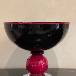 Elegant Modern Handblown Art Glass Pedestal Centerpiece Signed by Rick Sherbert