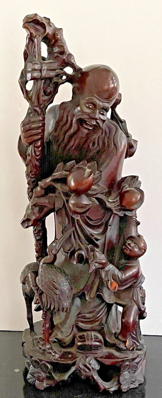 Chinese Wood Carving of Prosperity and Long Life Chinese Wood Carving of Prosperity and Long Life