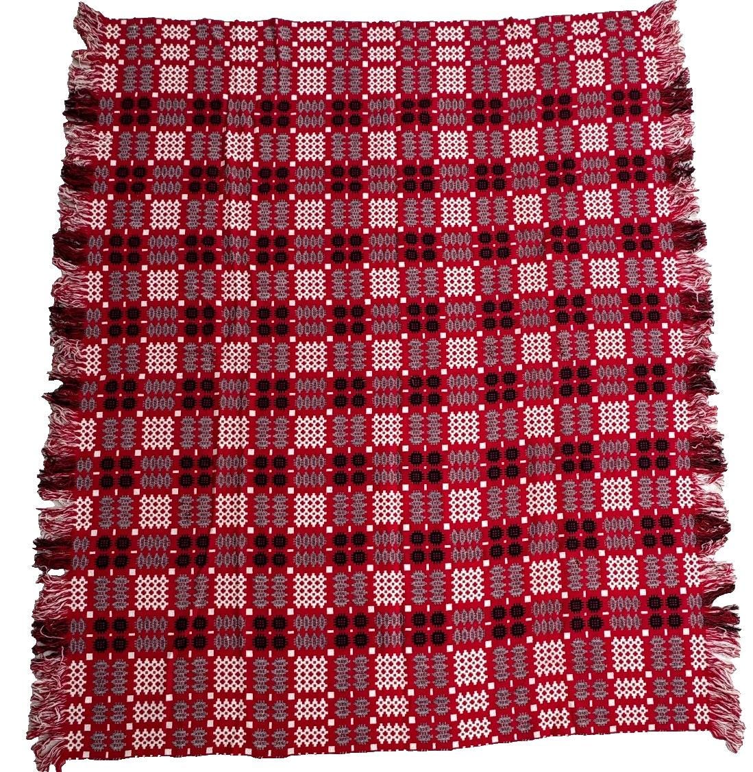 Traditional Large Woven Welsh Tapestry Blanket 91 3/8