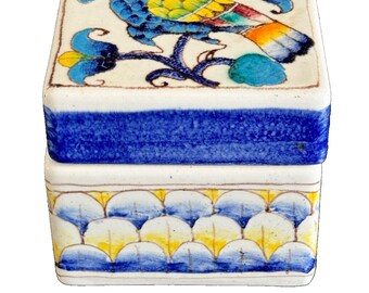 Vintage Romano Innocenti Hand Painted Italian Pottery Lidded Box