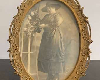 Antique Metal Oval Picture Frame