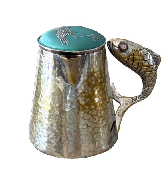 Emilia Castillo Silver Plated Creamer W Silver Overlaid Bird Lid
