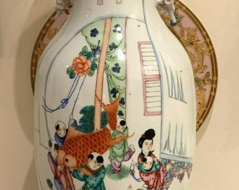 Monumental Antique Chinese Famille Rose Porcelain Vase