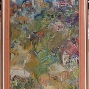 Listed Israeli Artist Nata Kaplan "Herzliya" 1974 Framed Oil on Canvas