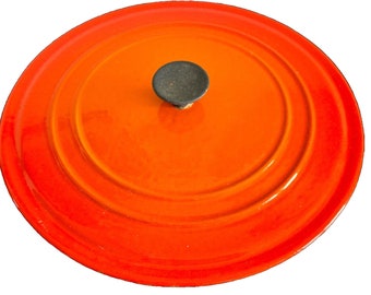 Vintage Le Creuset France Flame Orange #2226 Letter D Dutch Oven Lid Only