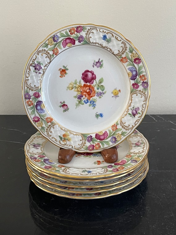 Vintage Schumann Bavaria 6 Floral & Gold Decoration 6 1/4