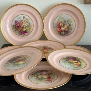 Lenox Set of 8 William Morley Hand Painted Fruits 9" Salad or Dessert Plates