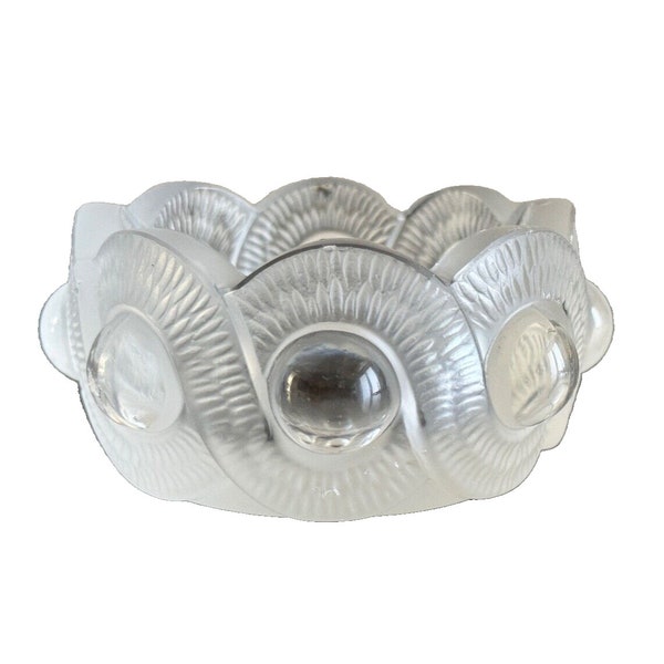 Lalique Crystal France 1945 Acid-etched Mark Frosted Crystal Ashtray Dish