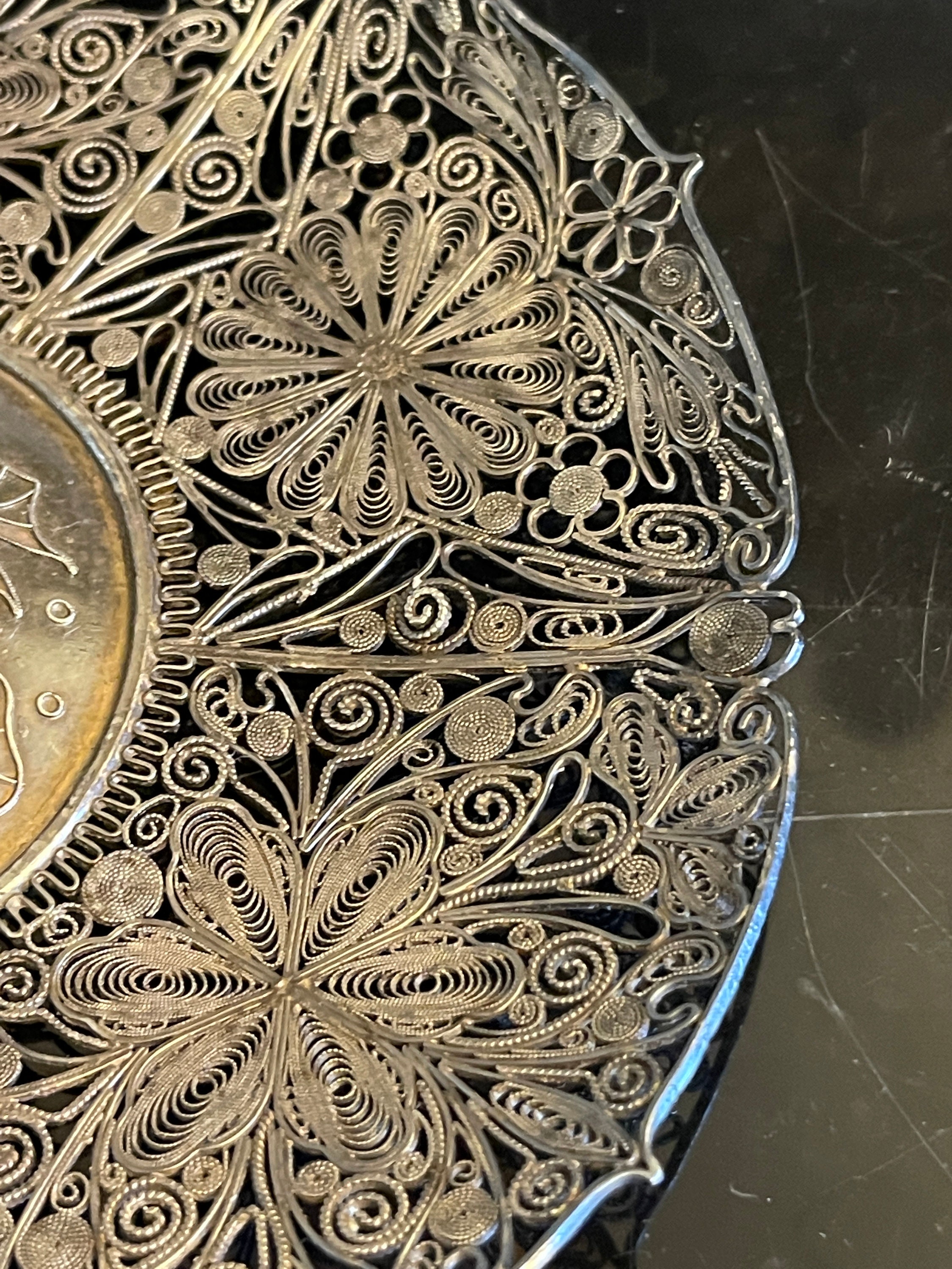 thumbnail image 2 of 2 Pieces Antiqued Sterling Silver Plated Filigree Round Stampings With Top Hang Hole – Brass Based, Lead & Nickel Free 2 of 2