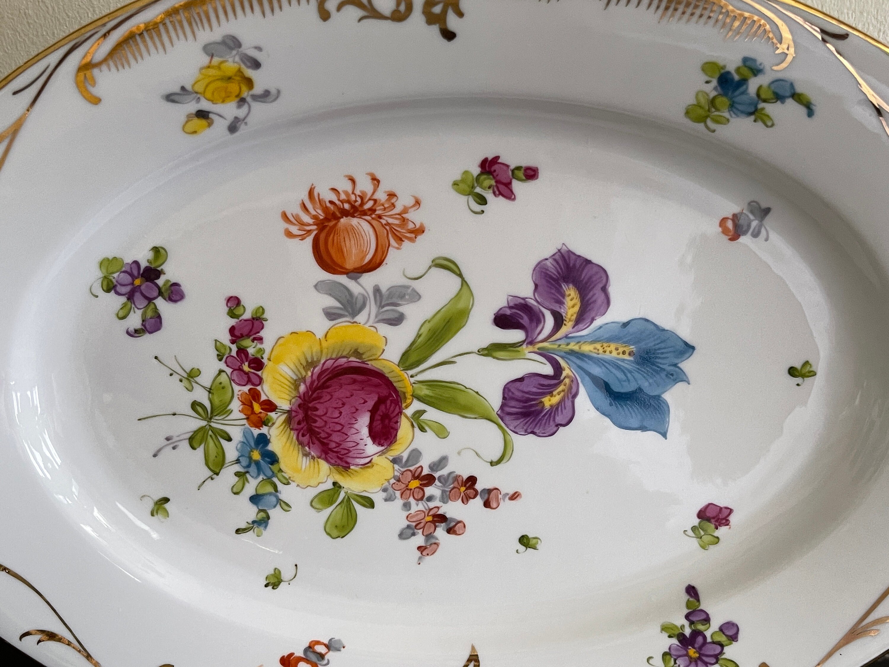 Dresden Porcelain Hand Painted Floral 11 1/4