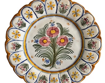 Impressive Vintage Hand Painted Spanish Talavera 17 3/4" Wall Plate, Spain