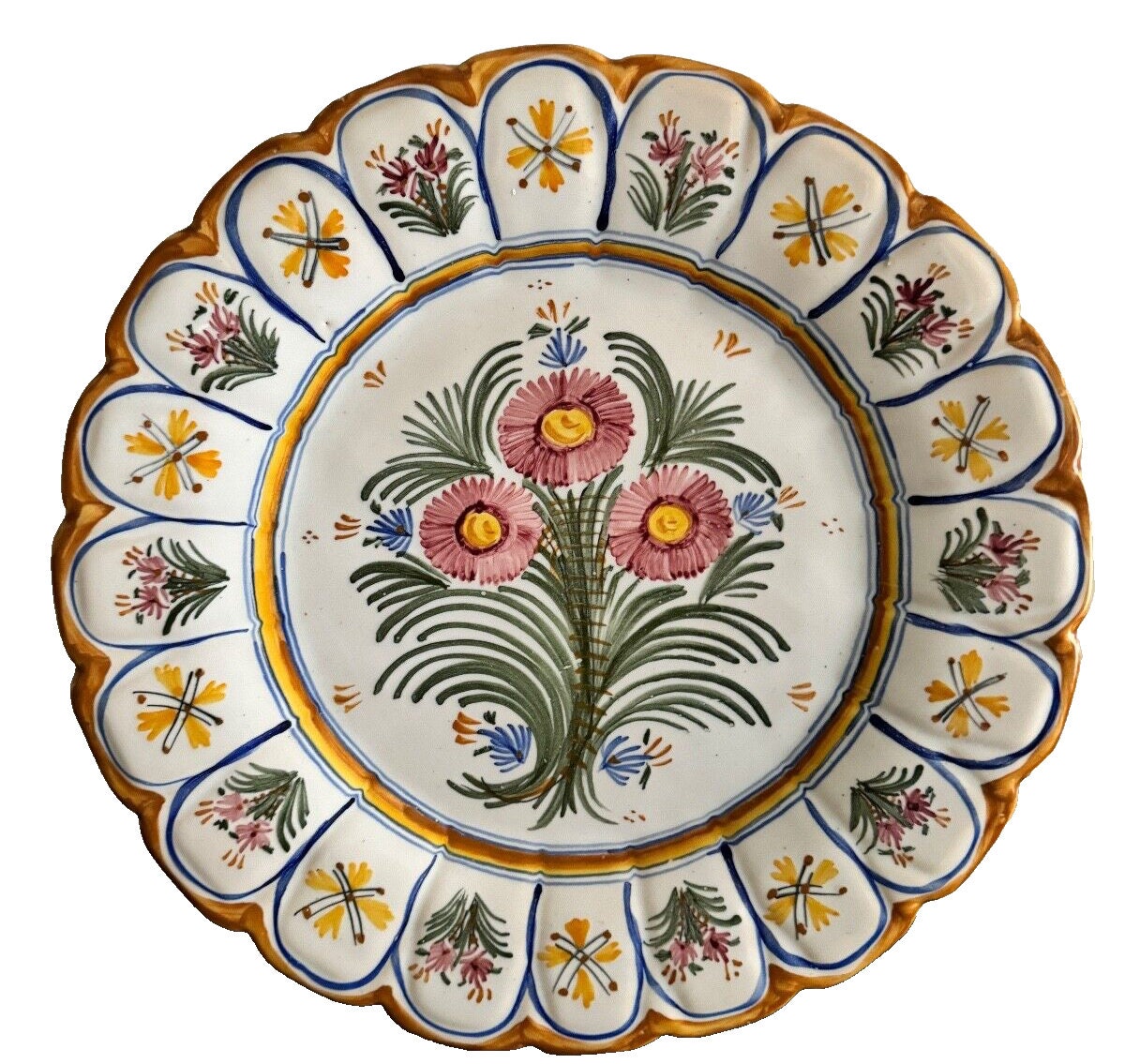 Impressive Vintage Hand Painted Spanish Talavera 17 3/4" Wall Plate, Spain