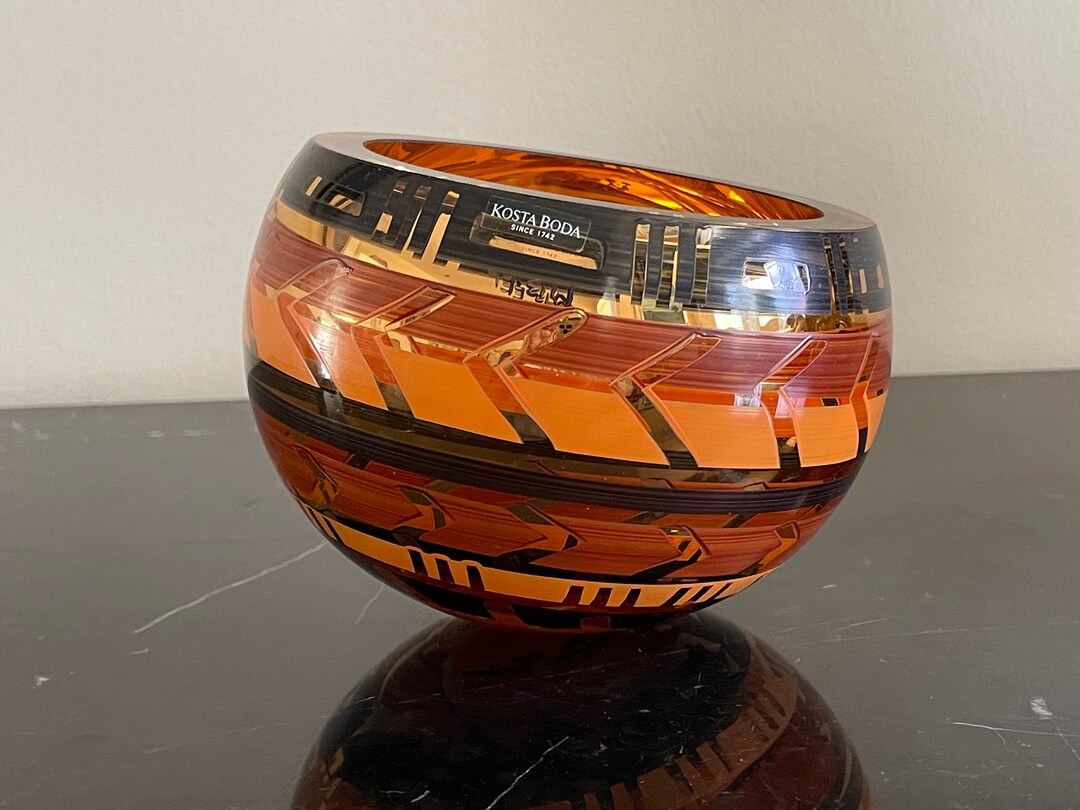 コスタボタMonica Backström Tonga シリーズガラス大皿 Kosta Boda Monica Backstrom (1939–2020) Tonga Series Golden Tilted