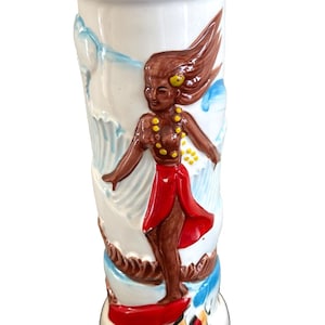 Vintage 8" High Surfer Hula Girl Ceramic Tiki Mug