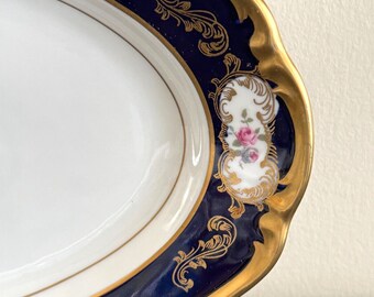 Vintage Reichenbach Echt Kobalt Germany Cobalt Blue & Gold Oval