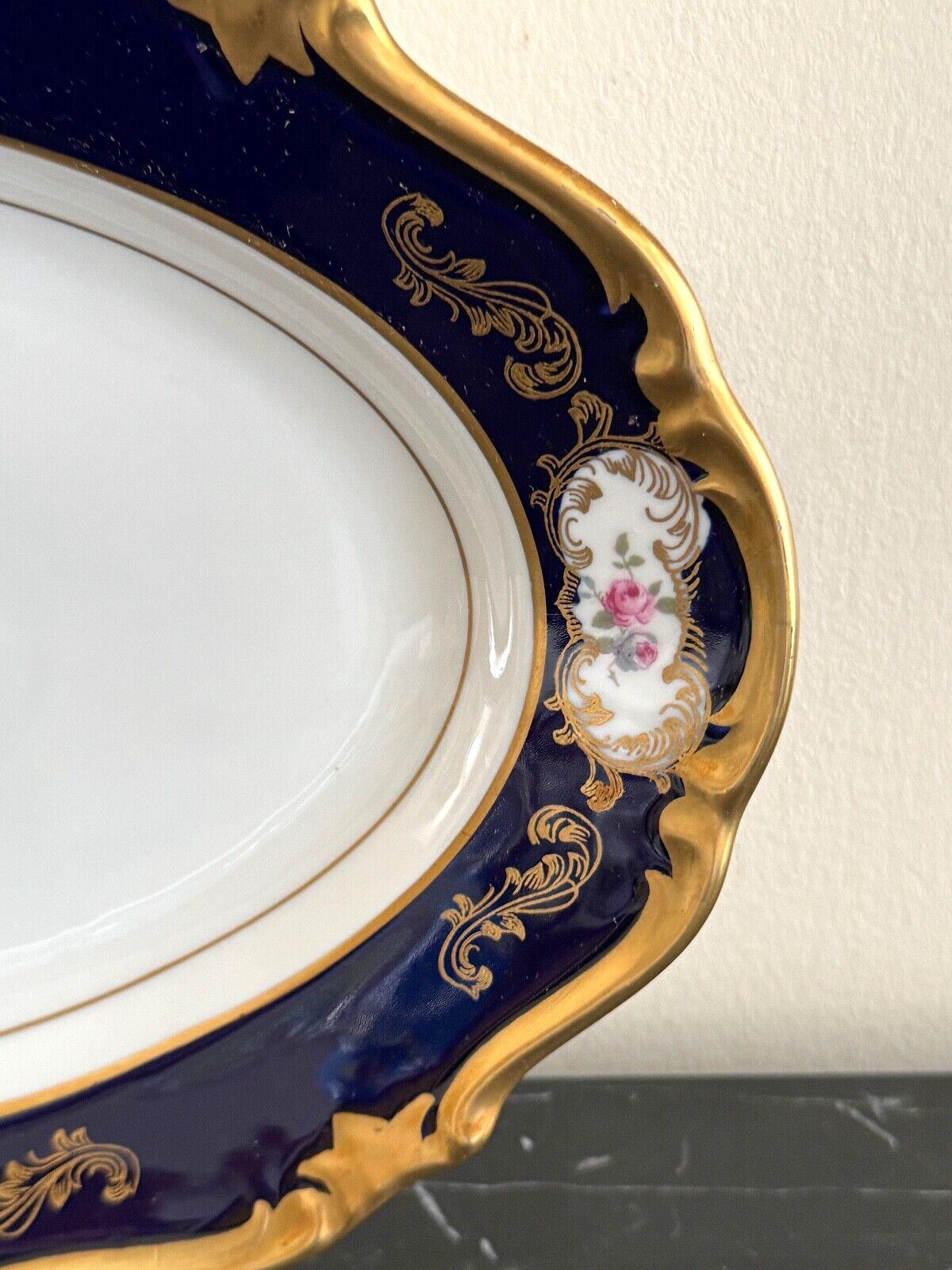 Vintage Reichenbach Echt Kobalt Germany Cobalt Blue & Gold Oval