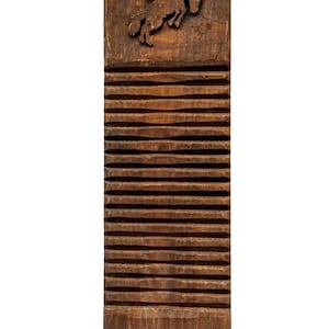 Antique Solid Wood Scrub Washboard with Carved Horse Rider
