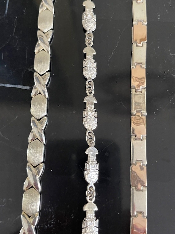 Fashion .925 Sterling Silver Set of 3 Bracelets - image 1