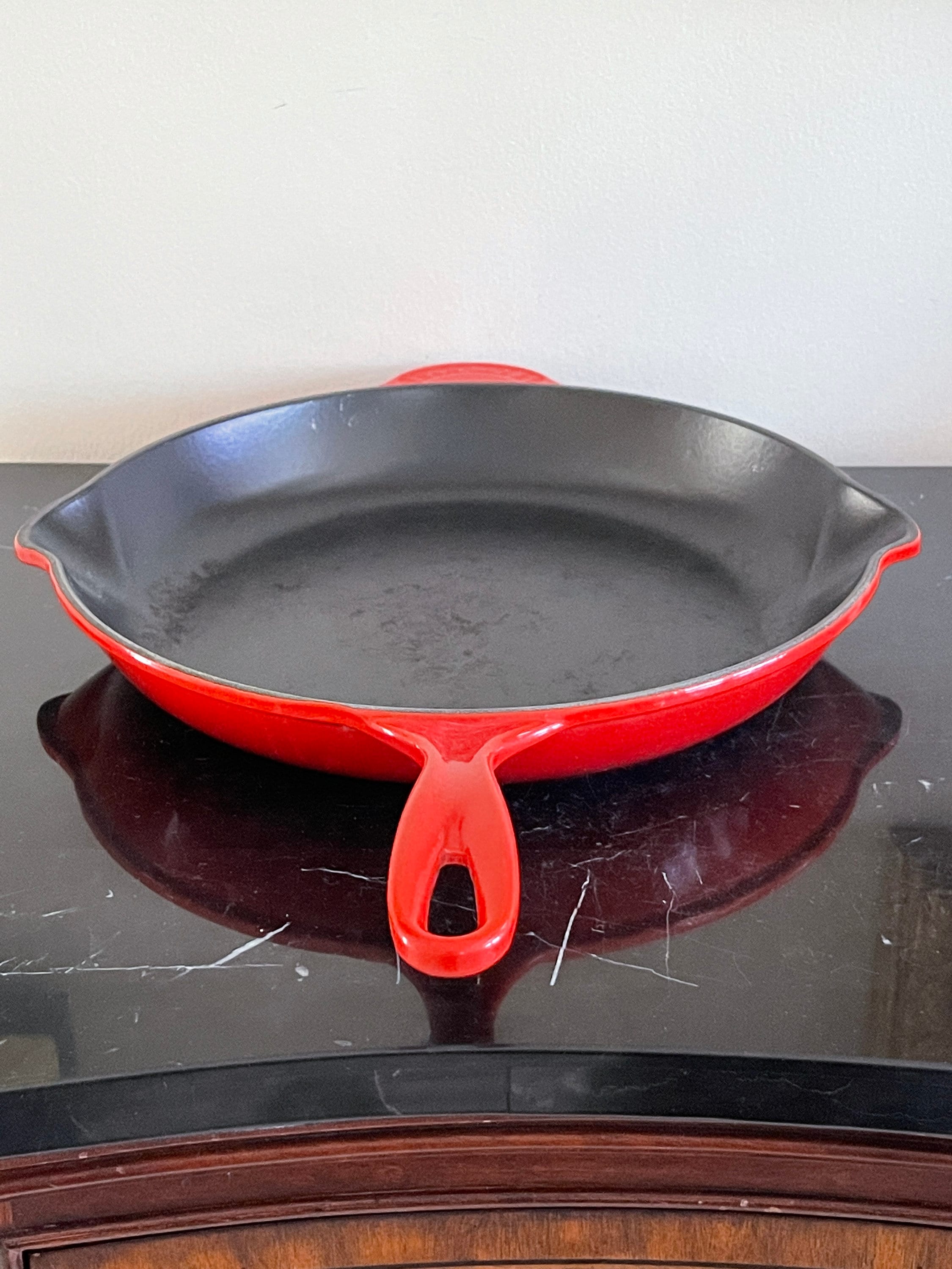 Le Creuset 26 Red Round Grill Pan Double Spout Cast Iron Enamel
