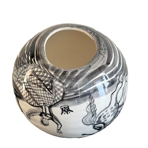 Pablo Cano Signed 1997 Hand Painted Pottery Vase or Sculpture