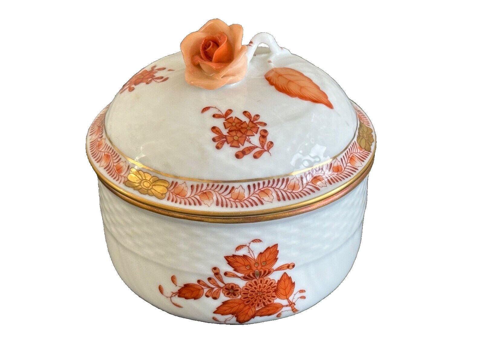 ヘレンド 手描き 中国の花束 錆磁器 蓋付きシュガーボウル 1663/AOG