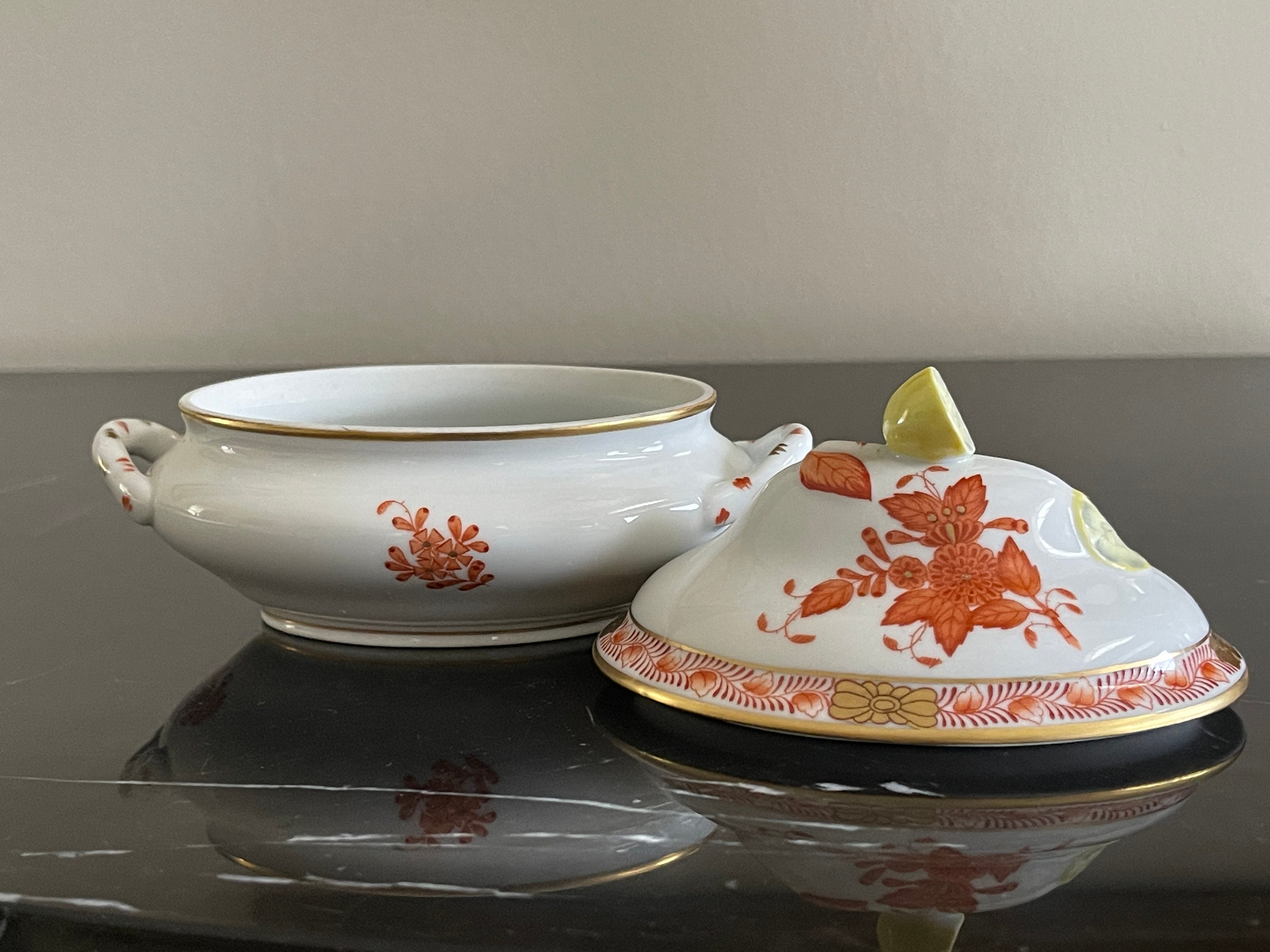 Herend Porcelain Hungary Chinese Bouquet Rust Mini Tureen # 6017