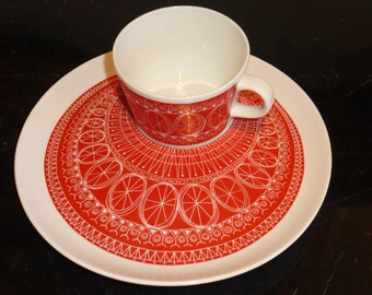 Arabia Finland by Kaj Franck Very Rare Luncheon Set of 2 Cups and Plates ARA39