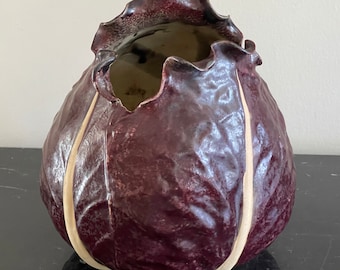 Patricia Garrett 1995 Art Pottery Red Cabbage Vase
