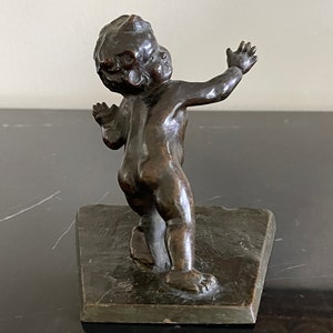 Josef Kratina 1913 Signed Bronze Cherub Angel Putti Sculpture