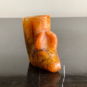Antique Chinese Carved Tianhuang or Shoushan Stone Bull Head Libation Cup