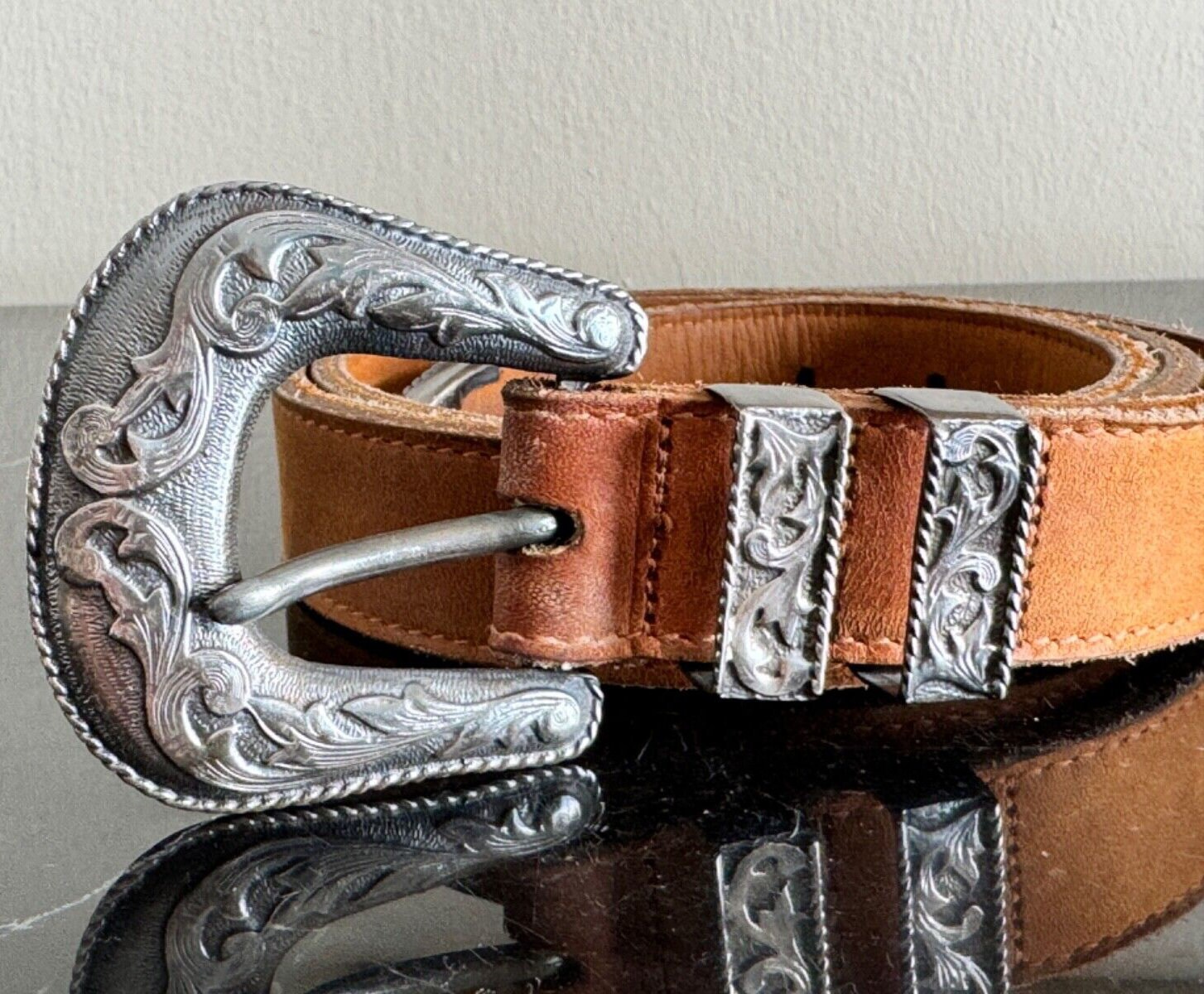 Polo Ralph Lauren Embossed Sterling Buckle Belt - Etsy