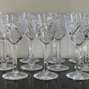 Vintage Boda (Later Kosta Boda) 11 ASTRID KOS2 Cut Floral Design Water Goblets