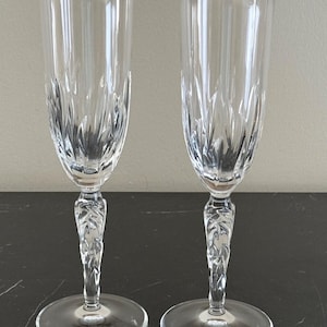 2 Tiffany & Co Chrysanthemum Pattern Fluted Champagne Glasses for ASE