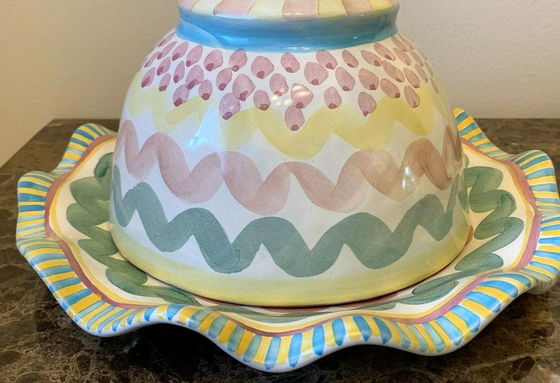Mackenzie Childs Large Aurora 1996 Domed and Platter Etsy