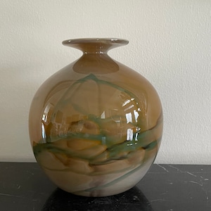 Vintage 1977 Daniel Edler Hand Blown Art Glass Vase