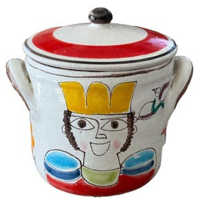 Vintage Desimone Italian Pottery Lidded Canister Gnocchi Recipe