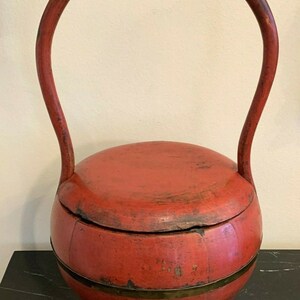 Large Antique Chinese Peranakan Straits Gilt Hand Painted Wedding Basket