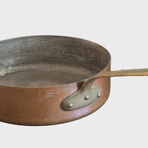 Vintage Williams Sonoma Villedieu France Tin Lined Copper Saute Pan Cookware *