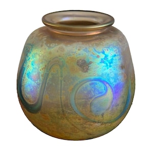 Vintage Abstract Iridescent Art Glass Vase