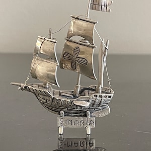 Christopher Columbus The Santa Maria Sterling Silver Miniature Galleon Ship