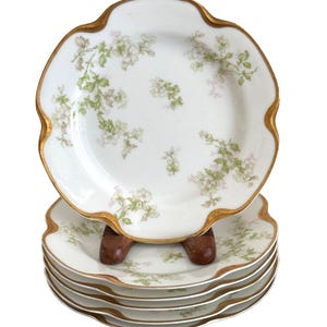 Haviland Limoges France Schleiger 61A Green Flowers Set of 6 Bread Plates