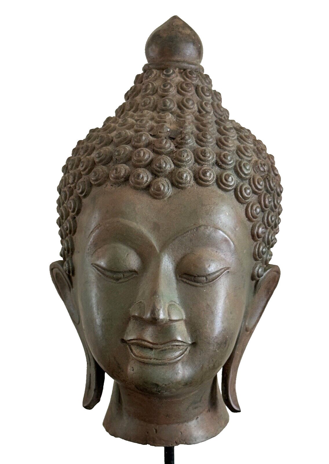 Vintage Southeast Asia Thai Buddha Head Bronze Figure Statue on