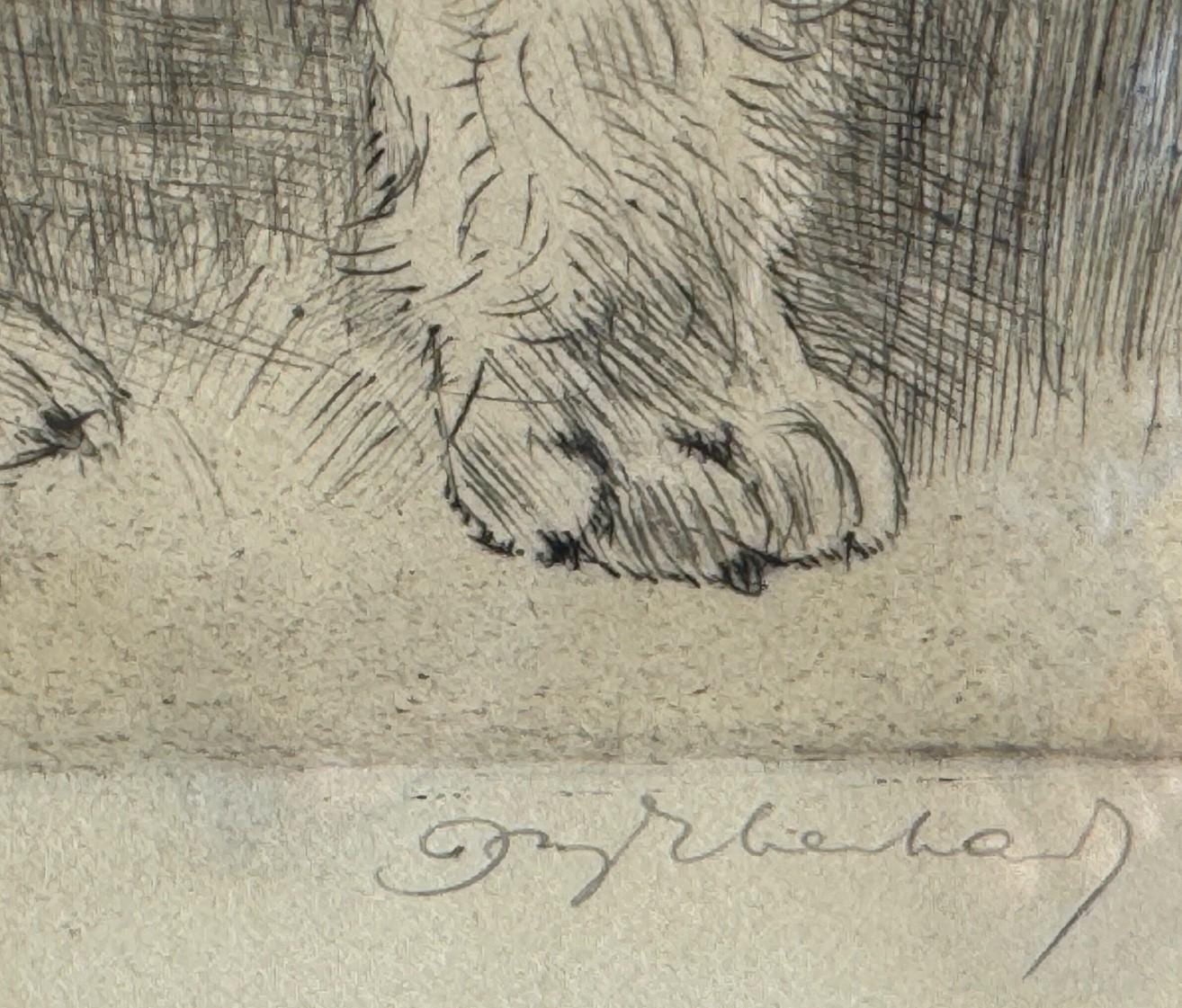 Kurt Meyer Eberhardt Framed Etching Artwork Depicting an Adorable