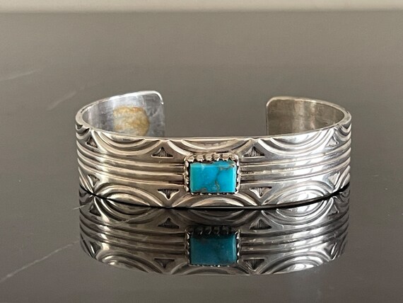 Store Vintage Pat Platero artisan Sterling Turquoise cuff bracelet